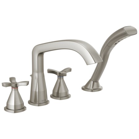 Delta 4-hole 8-16" installation Hole Deck-Mount with Diverter Tub Filler Faucet, Stainless T47766-SS